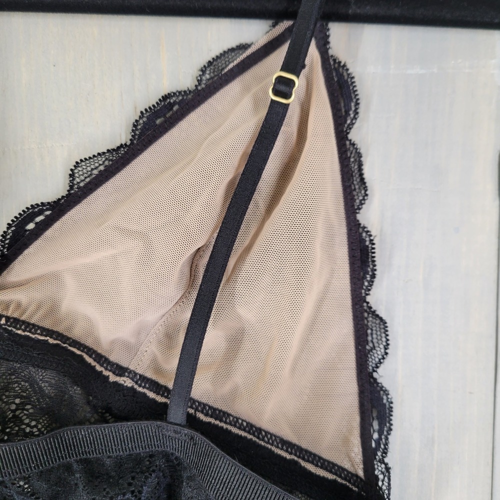 Madewell Bralette Women Small Black Lace Adjustable Straps Lined Longline - Picture 6 of 7